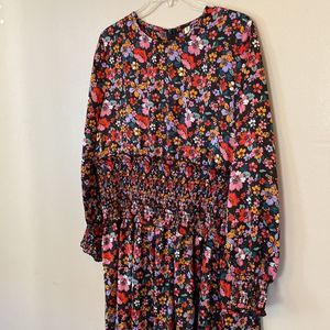 Vibrant Floral Smocked Midi Dress